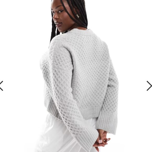 Gray Chunky Knit Sweater/  Crew Neck Cable Sweater- 2XL NWOT - Picture 1 of 4